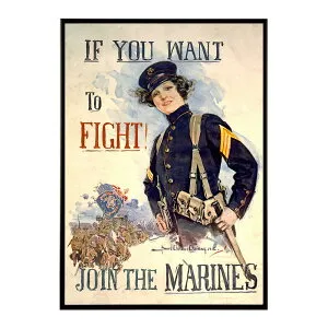 If you want to fight! Join the Marines超古いポスター 復刻 デジタルリマスター 古典 アンティーク 中世 昭和 大正 歴史 インテリア おしゃれ プリントポスター フォト オシャレ アート モダン【bn-poste