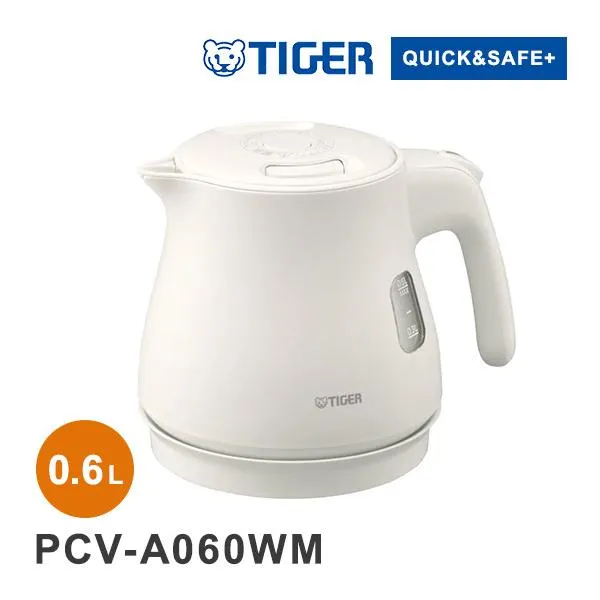 蒸気レス電気ケトル 0.6L マットホワイト タイガー魔法瓶 タイガー TIGER PCV-A060WM スピード沸とう QUICK&SAFE+ 安全設計