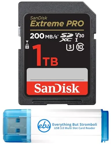 Sandisk SD Extreme Pro SDXC UHS-I 1TB メモリーカード Sony ZV-E10 A7 IV ZV-E10 II アルファカメラ (SDSDXXD-1T00-GN4IN) C10バンドル Stromboli Micro &