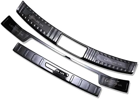 【Super Car Shop】レクサスux アクセサリー テールゲート インナー＋アウター バンパープロテクター カバー ガーニッシュ ステップガーニッシュ ガード キズ 防止「For UX に適用 2018年11月~」社外品 (ブラック)