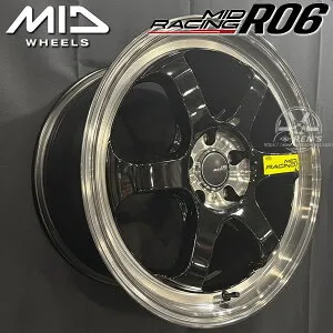送料無料GR86 86 BRZ カローラスポーツ 等MID RACING R06MID レーシング R06ブラッククリアポリッシュ（BKP）18インチ 8.5J +45 5穴 PCD100アルミホイール4本セット