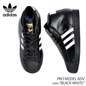 【15時までのご注文で即日発送！！】adidas SB PRO MODEL ADV BLACK WHITE アディダス プロモデル スニーカー ( ブラック 黒 白 ホワイト SUPERSTAR スーパースター ハイカット メンズ レディース ウィメン