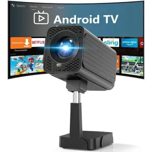 【2026最新AndroidTV&搭載電動フォーカス&自動台形補正】25000LMプロジェクター天井投影伸縮式スタンド付きフルHD1080P4K対応プロジェクター家庭用高輝度短距離投影軽量スマホ/パソコン/PS機/DVD…