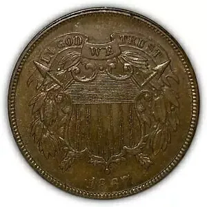 1867 年 2 セントピース未流通 UNC コイン #11628