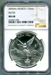 NGC-MS68 2005-Mo 1-ONZA シルバー LIBERTAD - 希少価値 - 送料無料