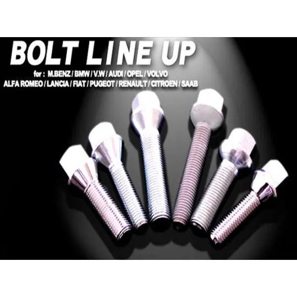 MARS ボルト 10本 17HEX -12R-ラウンド形状-M14-P1.5 ユニクロメッキ 首下 60mm