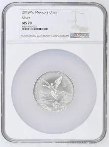 2018 Mo メキシコ リベルタ 2オンザ 2 オンス .999 シルバー - NGC MS70