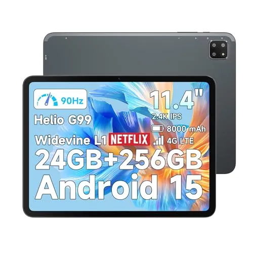【2.4K IPS 11.4インチ タブレットWi-Fi/SIM通話モデル】 Bmax Android 15タブレット、24GB+256GB+1TB拡張、8コアCPU Helio G99、90Hz高刷新率2408*1720解像度、8000mAh+18W T