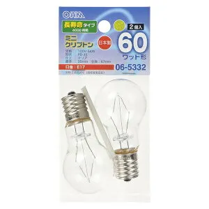 【10個セット】 オーム電機 LB-PS35E17100V54WCLL2 ミニクリプトン電球 (E17/60W/クリア/2個入)