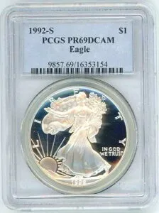 1992-S アメリカン シルバー イーグル ASE S$1 PCGS PF69 PR69 プルーフ PR-69 PR69DCAM カメオ