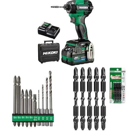 【セット買い】【Amazon.co.jp限定】 HiKOKI(ハイコーキ) 36V充電式インパクトドライバー WH36DD(XPSLZ) + ビットセット(10本入) 0040-1000 + 力こぶビット(スレンダー) 0033-5701