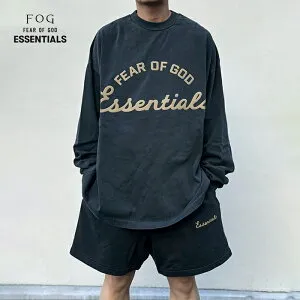 【2026春夏新作】FOG ESSENTIALS FEAR OF GOD エフオージー エッセンシャルズ トレーニング 90'S ロングスリーブTシャツ クルーネック 長袖 コットン メンズ FADED IRON GREY