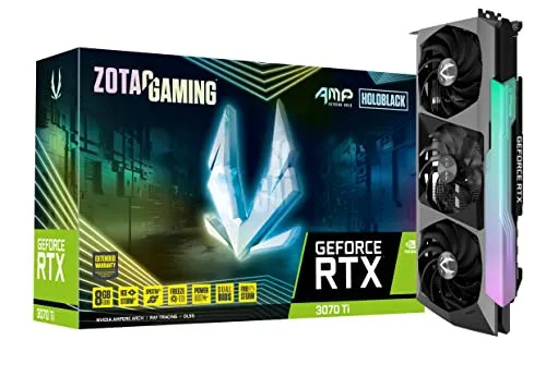 ZOTAC ゲーミングGeForce RTX 3070 Ti AMP Extreme Holo 8GB GDDR6X 256ビット 19Gbps PCIE 4.0 ゲーミンググラフィックスカード、ホロブラック、IceStorm 2.0 Advanced C