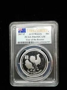 2017年 P 1/2オンス オーストラリア シルバー 旧暦 酉年 プルーフ PCGS PR69 DCAM