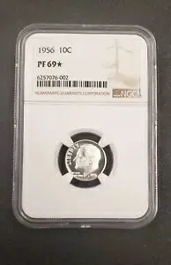 1956 PF 69 STAR シルバー プルーフ ルーズベルト ダイム NGC、*TOP POP* 10c、見事なコイン