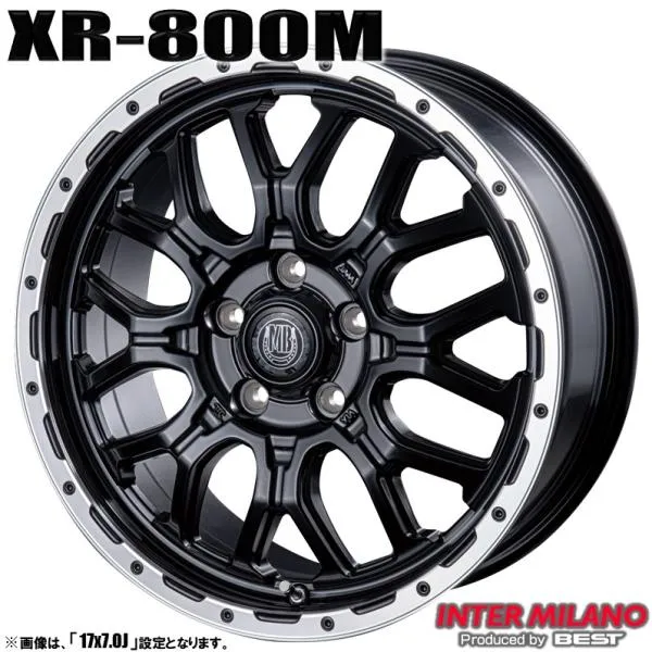 4本セット MUDBAHN マッドバーン XR-800M 17インチ リム幅7.0J インセット+38 5穴 PCD114.3 マットブラック/リムポリッシュ 【法人宛て発送の場合、送料無料】
