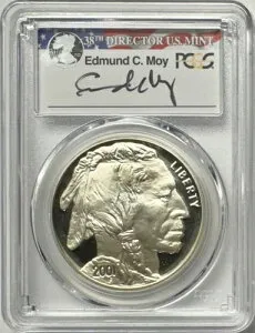 2001-P 1ドル シルバー バッファロー PCGS PR-70 DCAM エドマンド C.モイ