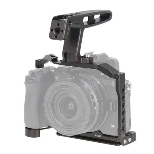 Nikon Z50用FOTGA DSLRカメラケージ、ハンドル位置決め穴付きラビットケージビデオ撮影リグに対応(Quarter handle)