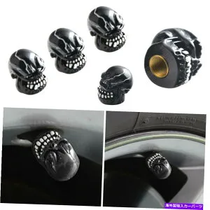 rear wheel tire cover ブラックスカルスケルトンヘッドカーホイールタイヤタイヤエアバルブステムキャップダストカバートリム Black Skull Skeleton Head Car Wheel Tyre Tire Air Valve Stem Cap Dust Cover Trim【並行