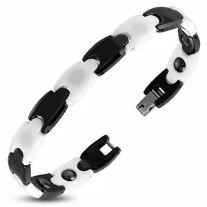 【送料無料】ジュエリー・アクセサリー パンサーセラミックブレスレット9mm ?bracelet magnetique lien en ceramique noir et blanc panther 167