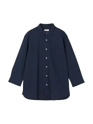 [シップス エニィ] シャツ 洗濯機可能 コットン/リネン 7分袖 ポケット レギュラー シャツ 26SS メンズ 711330009 ネイビー M