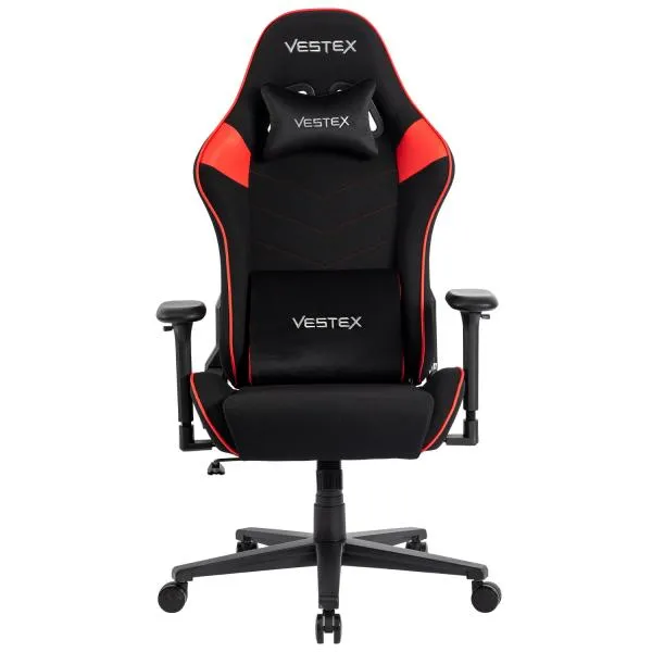 VESTEX ゲーミングチェア 高撥水メッシュファブリック 広範囲リクライニング ポケットコイル入り 振動ランバーサポート フットレスト無し VES-S2RD レッド