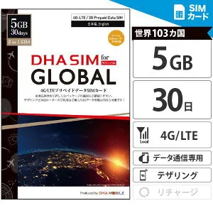 グローバル 【 SIMカード 】 日本＋世界102か国 5GB 30日間 プリペイドsim データ通信専用 4GLTE対応 wifiルーター対応 デザリング利用可 SIMフリー端末のみ対応 日本語マニュアル付 / エジプト 北ア