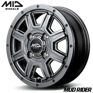 アルミホイール 12インチ MID MUD RIDER マッドライダー 4.00-12 4/100 +42 メタリックグレー 軽トラ 軽バン 4本価格