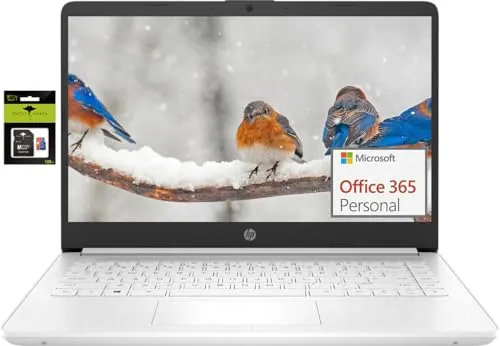 HP(エイチピー) ノートパソコンコンピューター 14インチ ウルトラライト 学生やビジネス用 4コア Intel Celeron 16GB RAM 320GB ストレージ (64GB eMMC+256GB Ghost Manta SD)、1年間のOffi