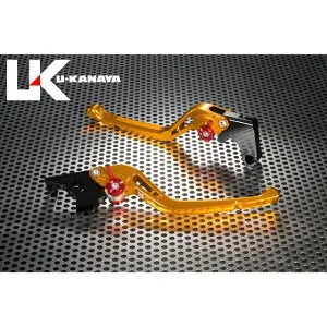 U-KANAYA GPタイプ アルミ削り出しビレットレバー（レバーカラー：ゴールド） 調整アジャスターカラー オレンジ YA015-008-0502 ユーカナヤ レバー YZF-R6