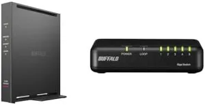 【ポイント2倍】 【クーポン付】 バッファロー WiFi ルーター 無線 LAN Wi-Fi5 11ac ac1200 866+300Mbps IPv6 WPA3 デュアルバンド WCR-1166DHPL/N + Giga対応 スイッチングハブ 5ポート プラスチック筐体 AC電源