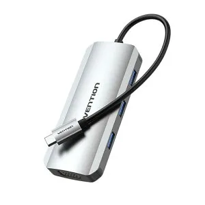 VENTION USB-C to HDMI/VGA/USB 3.0x3/PD ドッキングステーション グレー TO-7989