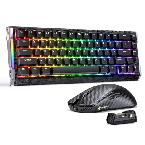 ATTACK SHARK R68HE ラピッドトリガー有線 キーボード&R11ULTRAトライーモード ゲーミングキーボードマウスセット2in1磁気スイッチ8000Hz 超軽量49g ワイヤレスマウス 42000DPI PAW3950MAX 0.08ms低