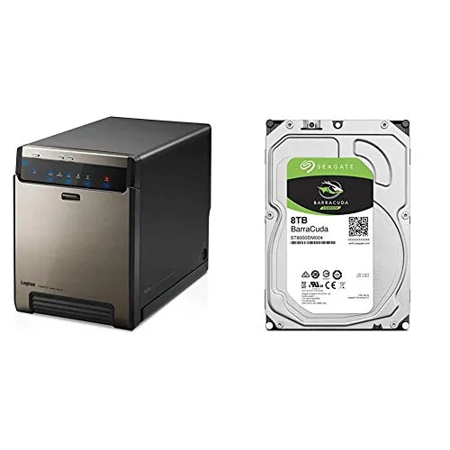 【セット買い】ロジテック HDDケース USB3.1 (Gen2) 4ベイ 3.5/2.5インチ 最大56TBまで対応 LGB-4BNHUC & Seagate BarraCuda 3.5" 8TB 内蔵ハードディスク HDD 2年保証 6Gb/s 256
