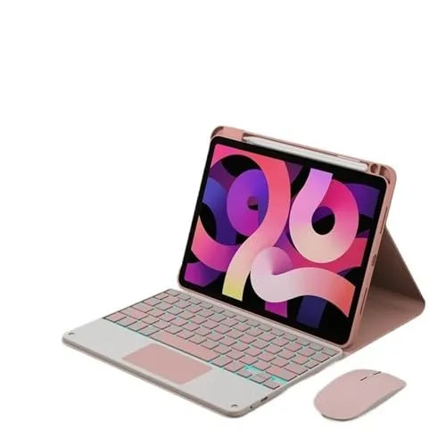 Luopan タブレットケースとカバー, シリコン+レザー保護ケース、ペンスロット付き、取り外し可能なキーボード、Huawei matePad pro11-2022 11インチに最適(Pink+touch backlit KB+mouse)