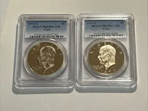 1973-S、1974-S PCGS PR69DCAM クラッド アイゼンハワー ドル 2枚セット