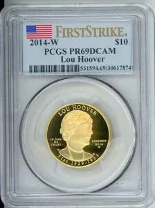 2014-W 10 ドル金貨、最初の配偶者、ルー・フーバー、PCGS PF69 PR69、ファースト ストライク FS、希少!