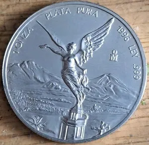 1996 MO MEXICO 1 Onsa Silver Libertad ..キー日付..低鋳造枚数..