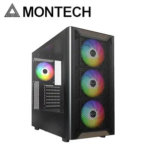 MONTECH｜モンテック ATXマザーボード対応 フロントウッドプレート・メッシュフィルター・ガラスパネル(左サイド)採用 タワー型PCケース（ブラック） XR WOODシリーズ XRWOOD(B)