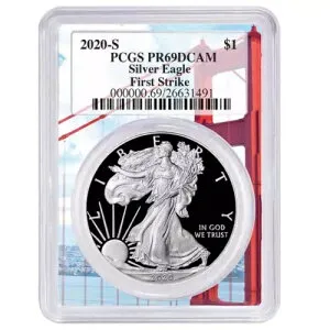 2020-S プルーフ $1 アメリカン シルバー イーグル PCGS PR69DCAM FS ゴールデン ゲート フレーム