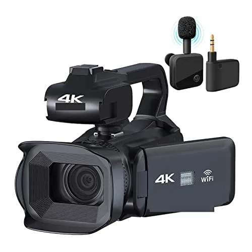 デジタルカメラ リリース 4K カメラ Camorders Webcam Camera 64MP Ultra HD Camera 18X Zoom 4.0"タッチ スクリーン カメラ ビデオ 初心者向けギフト(128G SD Card,RX200-wire