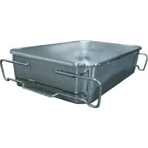 SUGICO 18-8給食バット運搬型(積み重ねハンドル付) フランジタイプ：半カール 深さ185mm SH-6038-7F