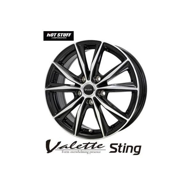 12インチ 4H100 4.00B+43 4穴 4本 ヴァレット スティング ホイール Valette Sting HOT STUFF ホットスタッフ BK P
