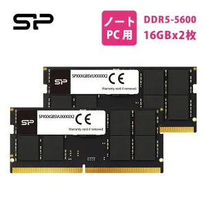 シリコンパワー ddr5-5600 32GB(16GB×2枚) 5600MHz (PC5-44800) 288ピン CL46 1.1V SODIMM Non-ECC RAM コンピューター メモリ SP032GBSVU560F22 DDR5