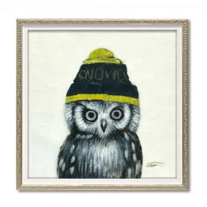 オイル ペイント アート「ニットキャップ オウル」 Sサイズ OP-07027