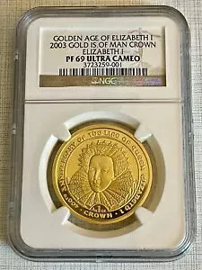 マン島 2003年 エリザベス1世黄金時代の王冠金 NGC PF69 UC SKU# 4299