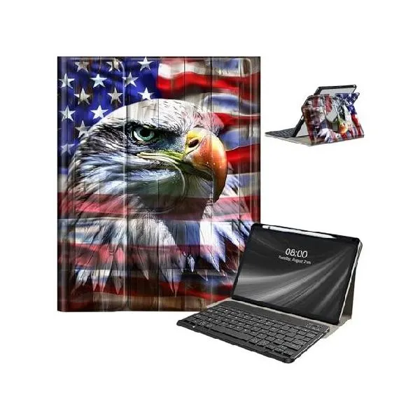 Keyboard Case for iPad 9.7 inch 2018/2017 (6th Gen/5th Gen), for iPad Air 2/1 Case with Keyboard ＆ Pencil Holder, Clear Back Rotate Stand Co_並行輸入