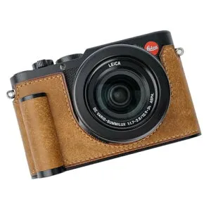 Leica ライカ D-LUX8 ハンドグリップ カメラケース カメラカバー カメラバッグ 本革 銀付本革本体 + メタルベースプレート + ハンドル 3in1デザイン (レトロブラウン)