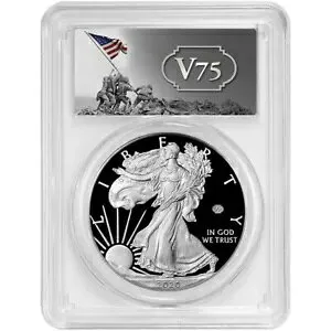 2020-W プルーフ $1 アメリカン シルバー イーグル 第二次世界大戦 75th V75 PCGS PR69DCAM FS V75 ラベル D