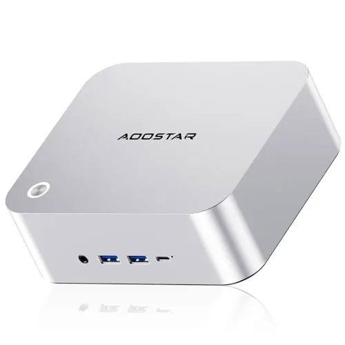 AOOSTAR MACO ミニ PC Ryzen 9 Pro 8945HS（8 コア / 16 スレッド、最大 5.2GHz）RAMとSSDはありません、Mini PC は指紋認証ロック解除に対応、W11 Pro キーを同梱 (R7 Pro 8945HS)